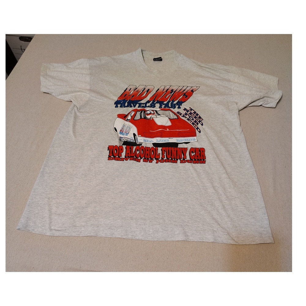 Vintage John Dunn Top Alcohol Funny Car Racing Size XXL White T-Shirt 15